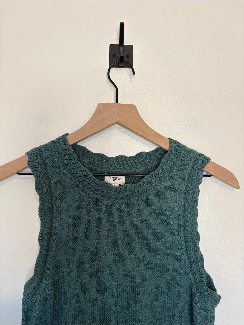 J. Crew Boucle Cotton Slub Knit Sweater Tank Top Teal Green Small